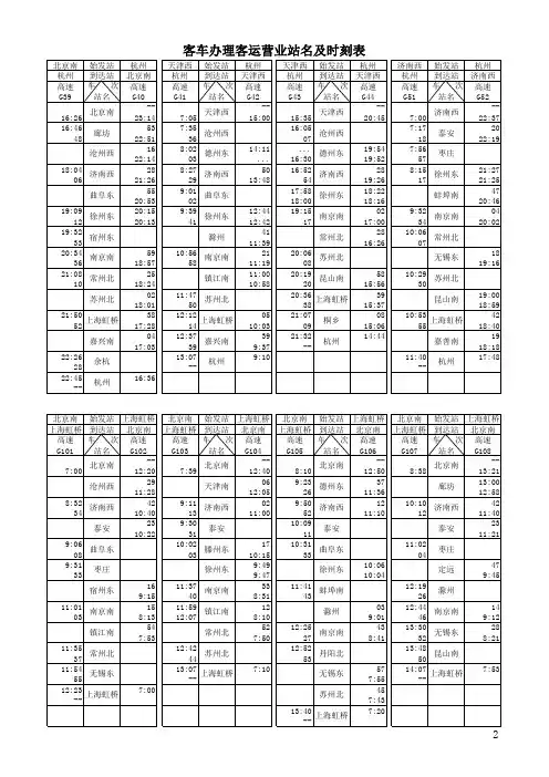 京沪高铁最终最全时刻表(含济南局)