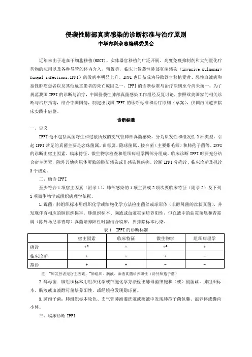 真菌感染的诊断标准与治疗原则(草案)