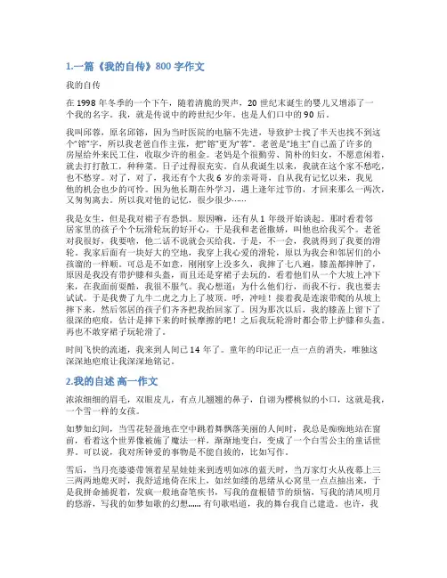 我的自传范文高中作文