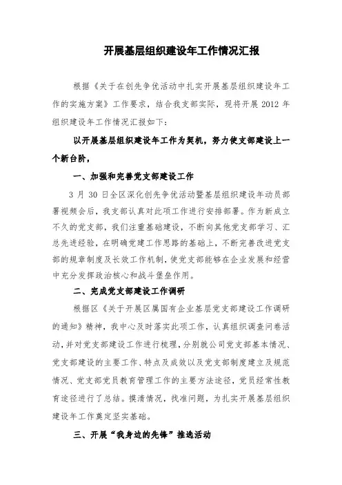 基层组织建设工作情况