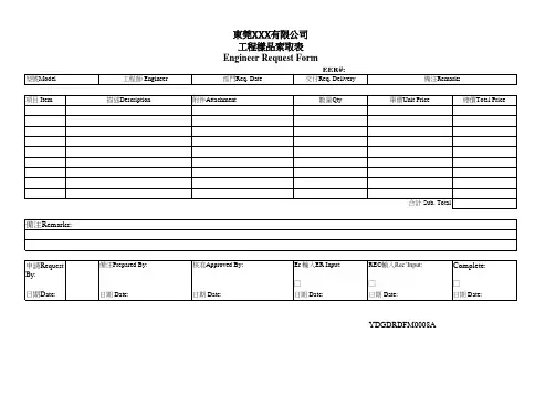 Engineer Request Form
