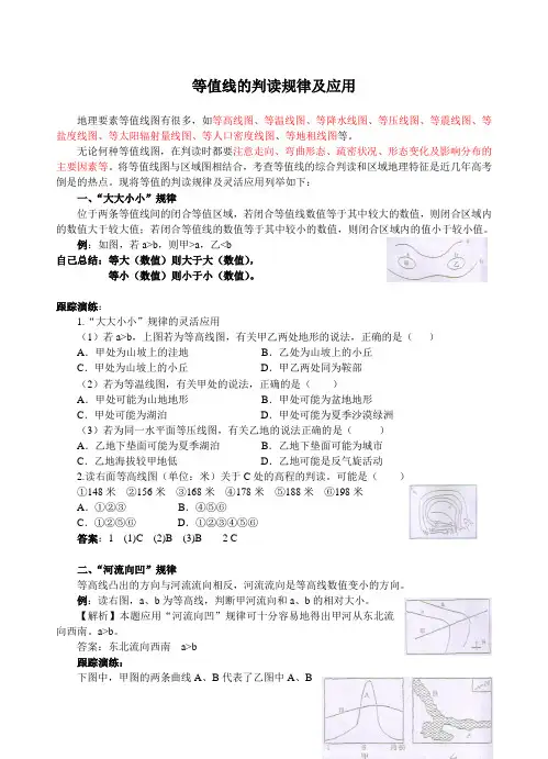 等值线的判读规律及应用