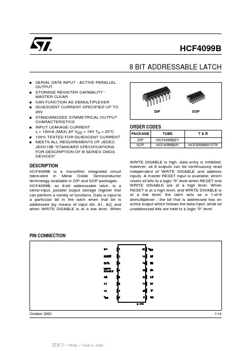 HCF4099M013TR,HCF4099M013TR,HCF4099M013TR,HCF4099BEY,HCF4099BEY, 规格书,Datasheet 资料