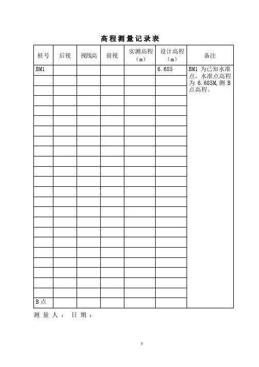 (2020年整理)高程测量记录表.pptx