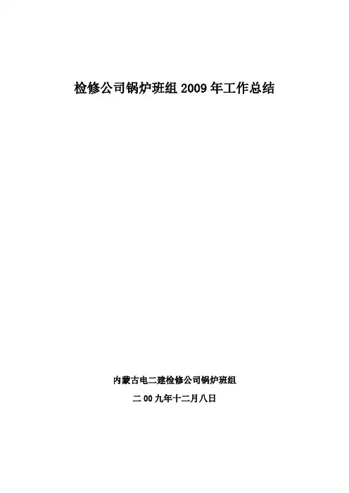锅炉班组2009年工作总结