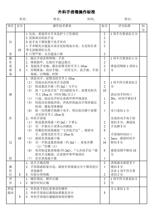 外科手消毒操作标准