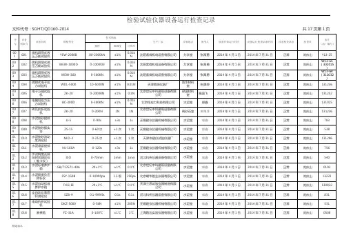 检验试验仪器设备运行检查记录最新版本