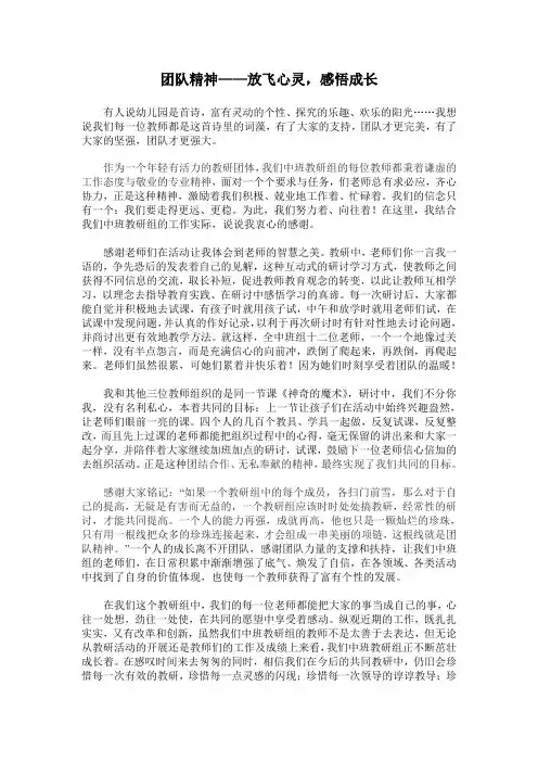 感谢团队——放飞心灵,感悟成长