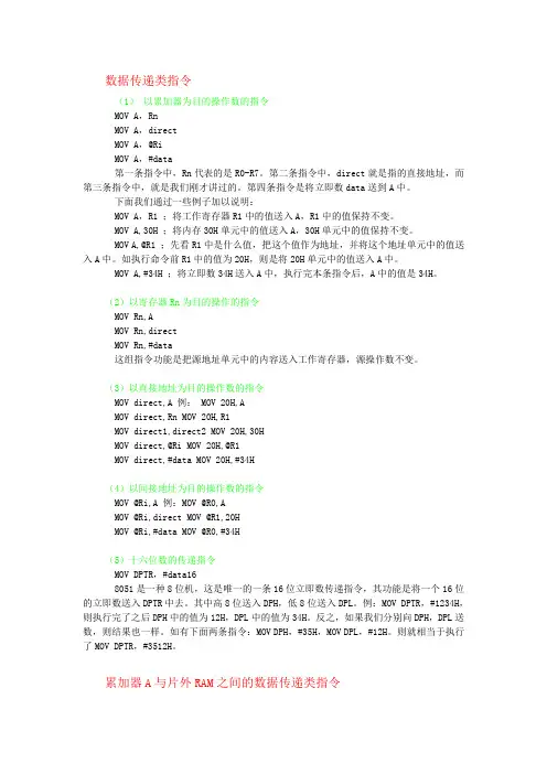 51单片机指令详解