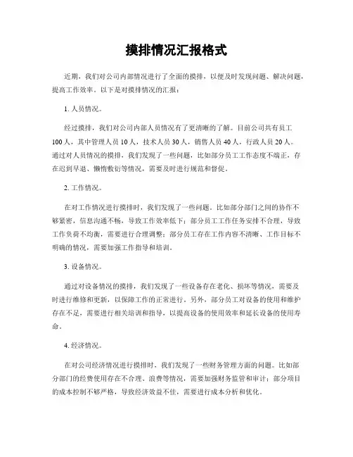 摸排情况汇报格式