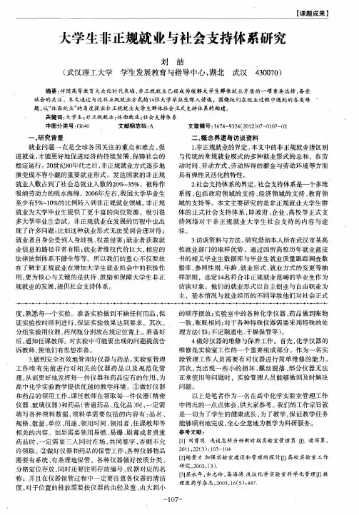 大学生非正规就业与社会支持体系研究