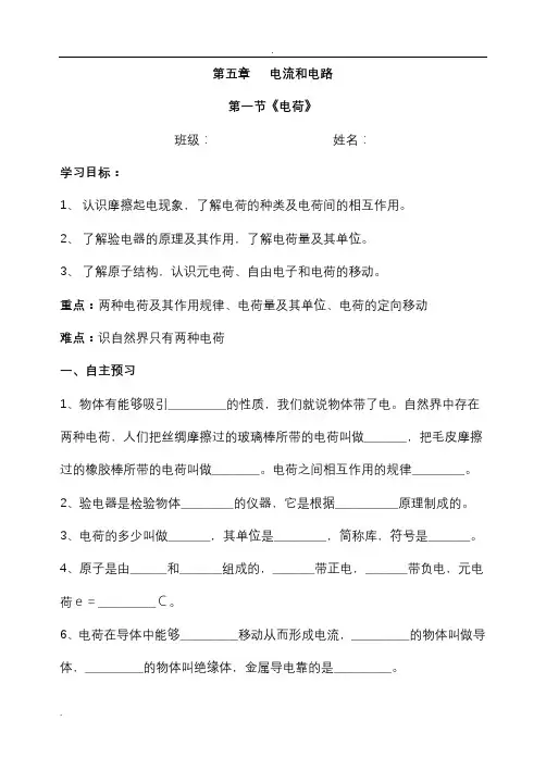 电流和电路导学案