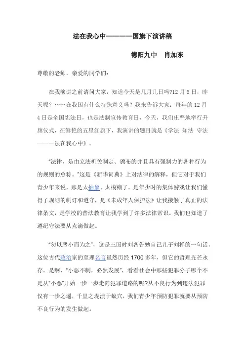 宪法在我心中国旗下演讲稿一