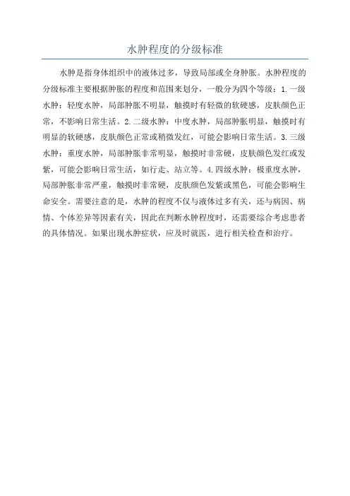 水肿程度的分级标准