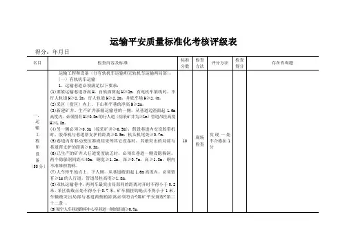运输安全质量标准化考核评级表