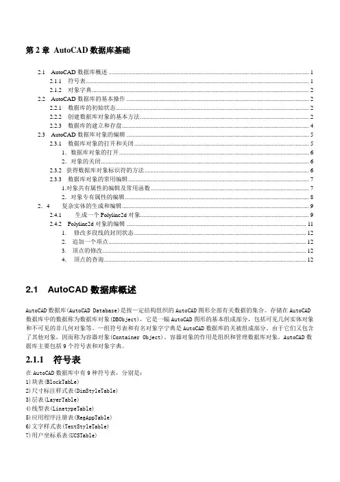 第2章 AutoCAD数据库基础