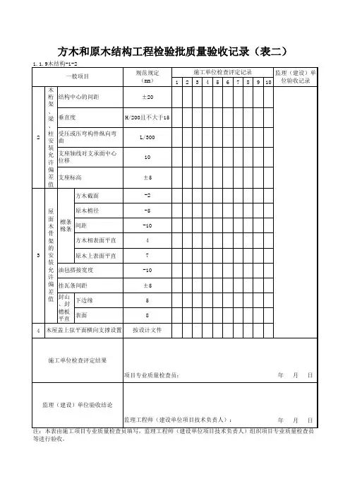 1-1-9木结构-1-2_方木和原木结构工程检验批质量验收记录(表二)