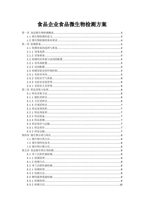 食品企业食品微生物检测方案