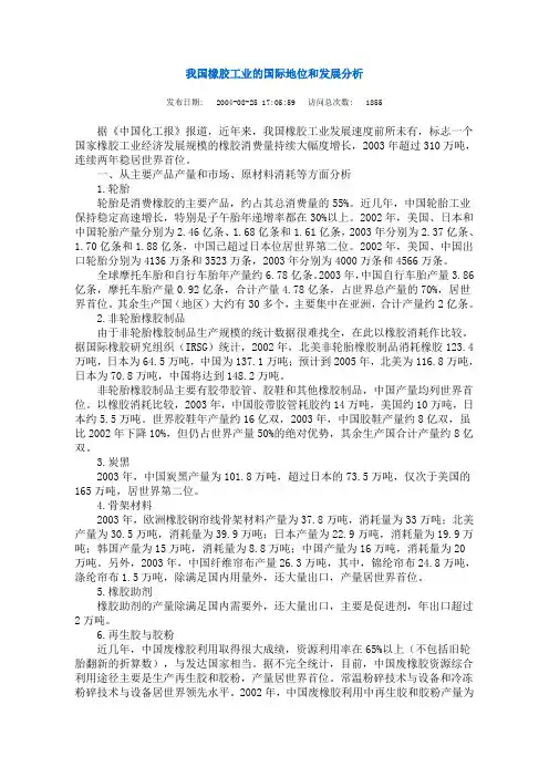 我国橡胶工业的国际地位和发展分析