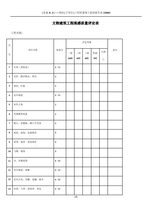 四川省古建筑工程施工检验批质量验收记录