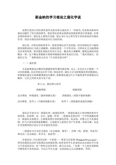 斯金纳的学习理论之强化学说