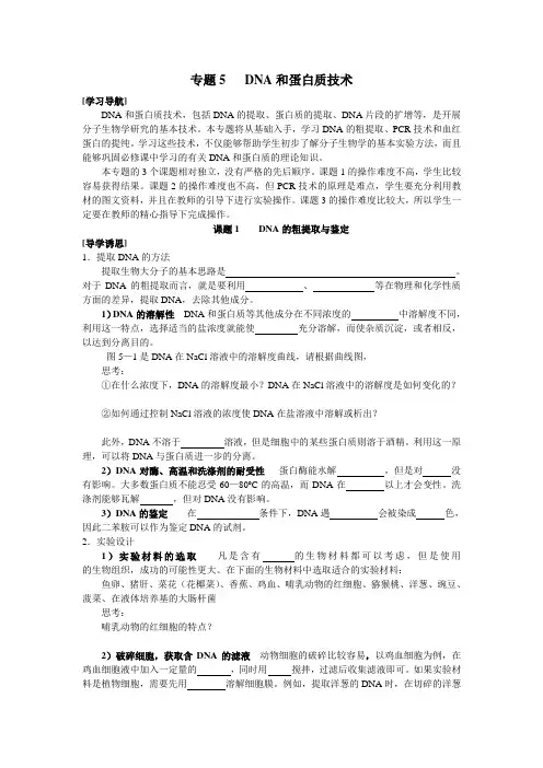 专题五   DNA和蛋白质技术