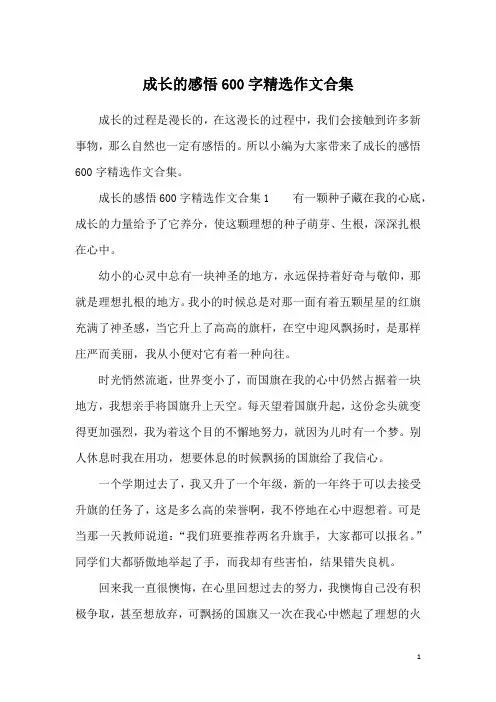 成长的感悟600字精选作文合集