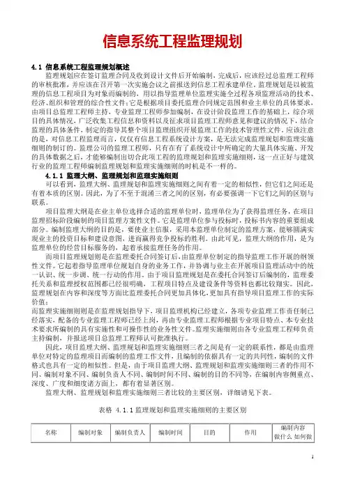 信息系统监理规划
