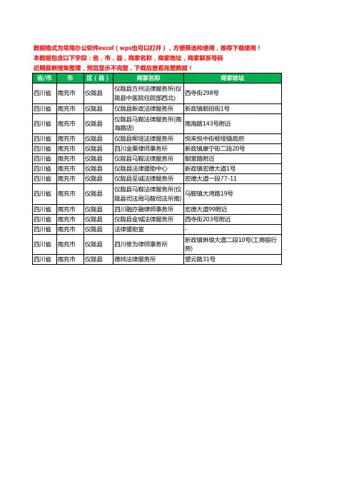 2020新版四川省南充市仪陇县律师工商企业公司商家名录名单黄页联系电话号码地址大全14家