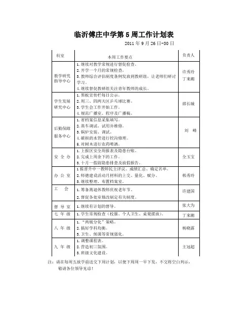 周计划表