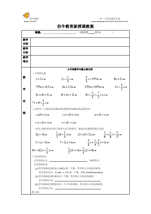 小升初：专题之解方程