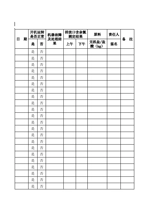 医疗污水处理登记表