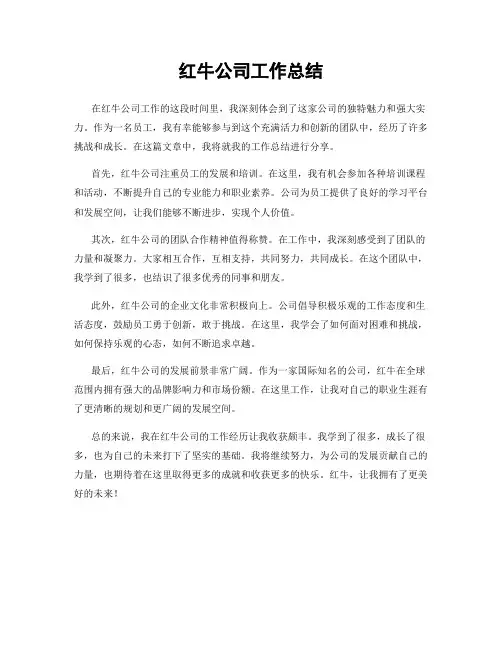 红牛公司工作总结