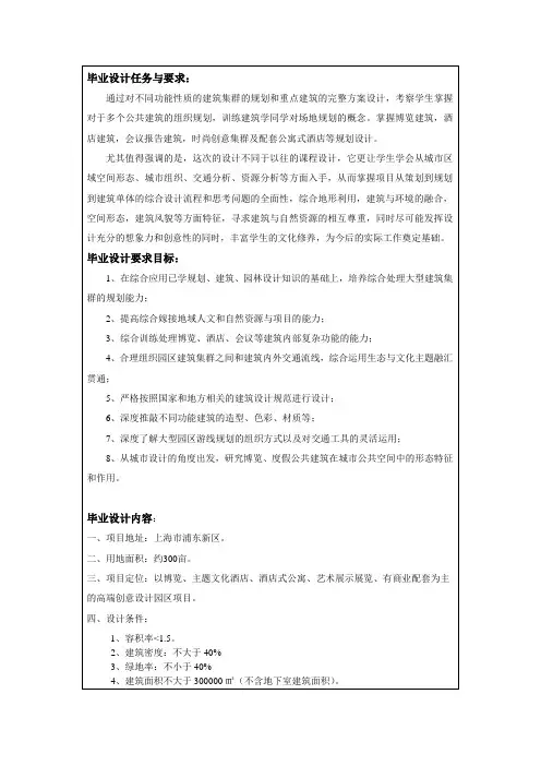 建筑学毕业设计任务书(理工类)