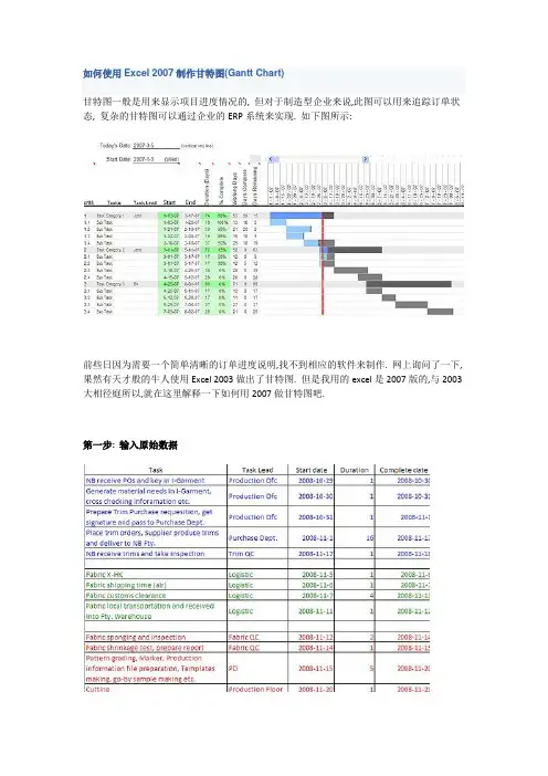 如何使用Excel 2007制作甘特图(Gantt Chart)