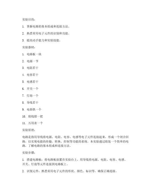 物理实验报告组装电路