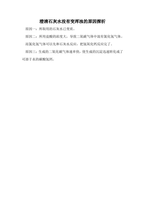 澄清石灰水没有变浑浊的原因探析