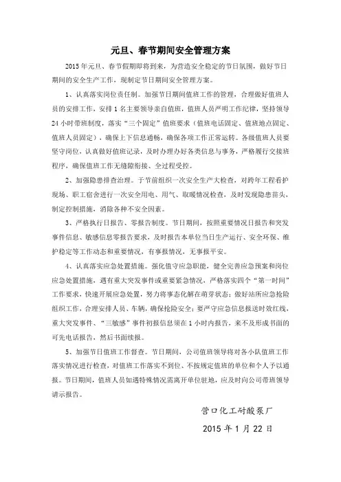 节日安全生产方案
