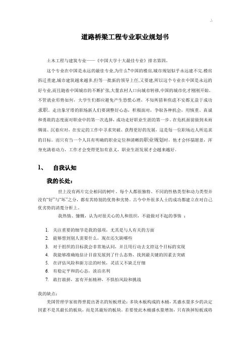 道路桥梁项目工程专业职业规划书