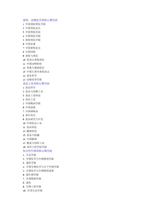 中文核心期刊