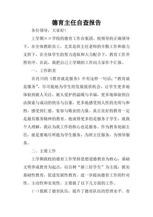 德育主任自查报告