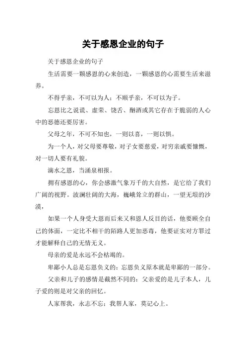 关于感恩企业的句子
