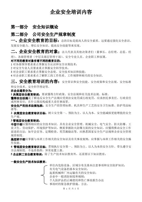 企业安全培训内容