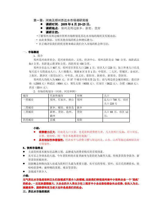 河南郑州市场调研报告