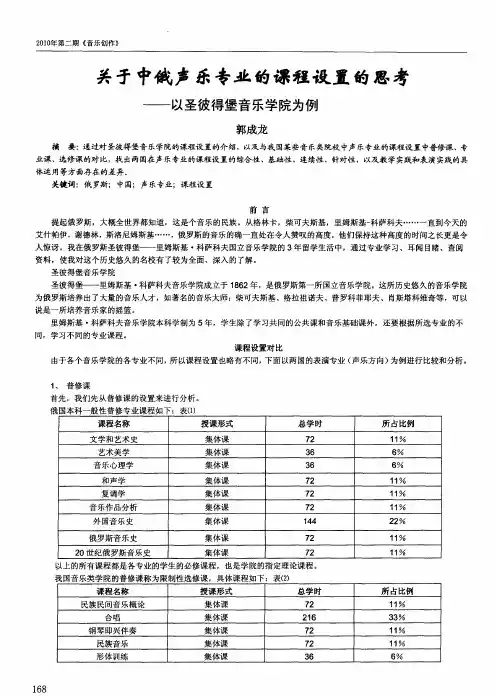 关于中俄声乐专业的课程设置的思考——以圣彼得堡音乐学院为例