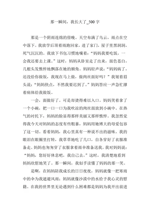 那一瞬间,我长大了_500字