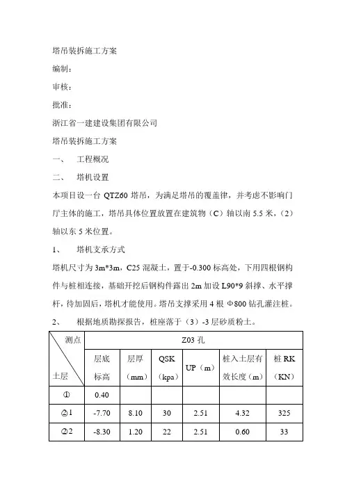 塔吊装拆施工方案