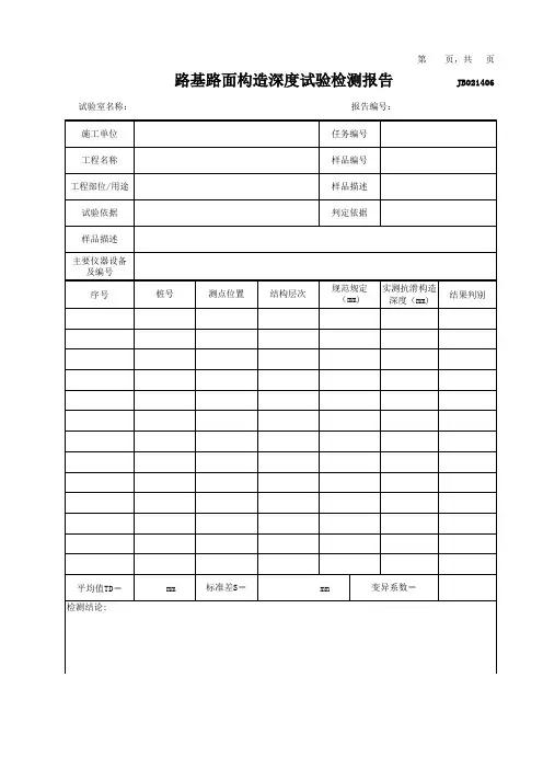 路面构造深度试验检测报告