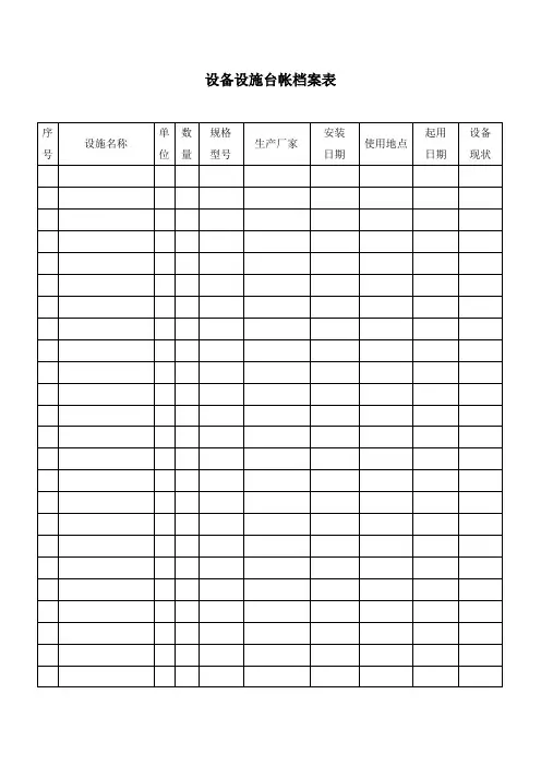 设备设施台帐档案表
