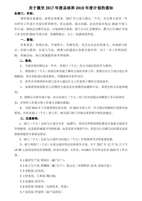 2017年终总结要求